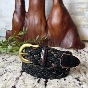 Sonoma Black and Brown Leather Belt with Gold Buckle